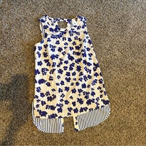 CABI Floral Sleeveless Tank Top - Blue and White